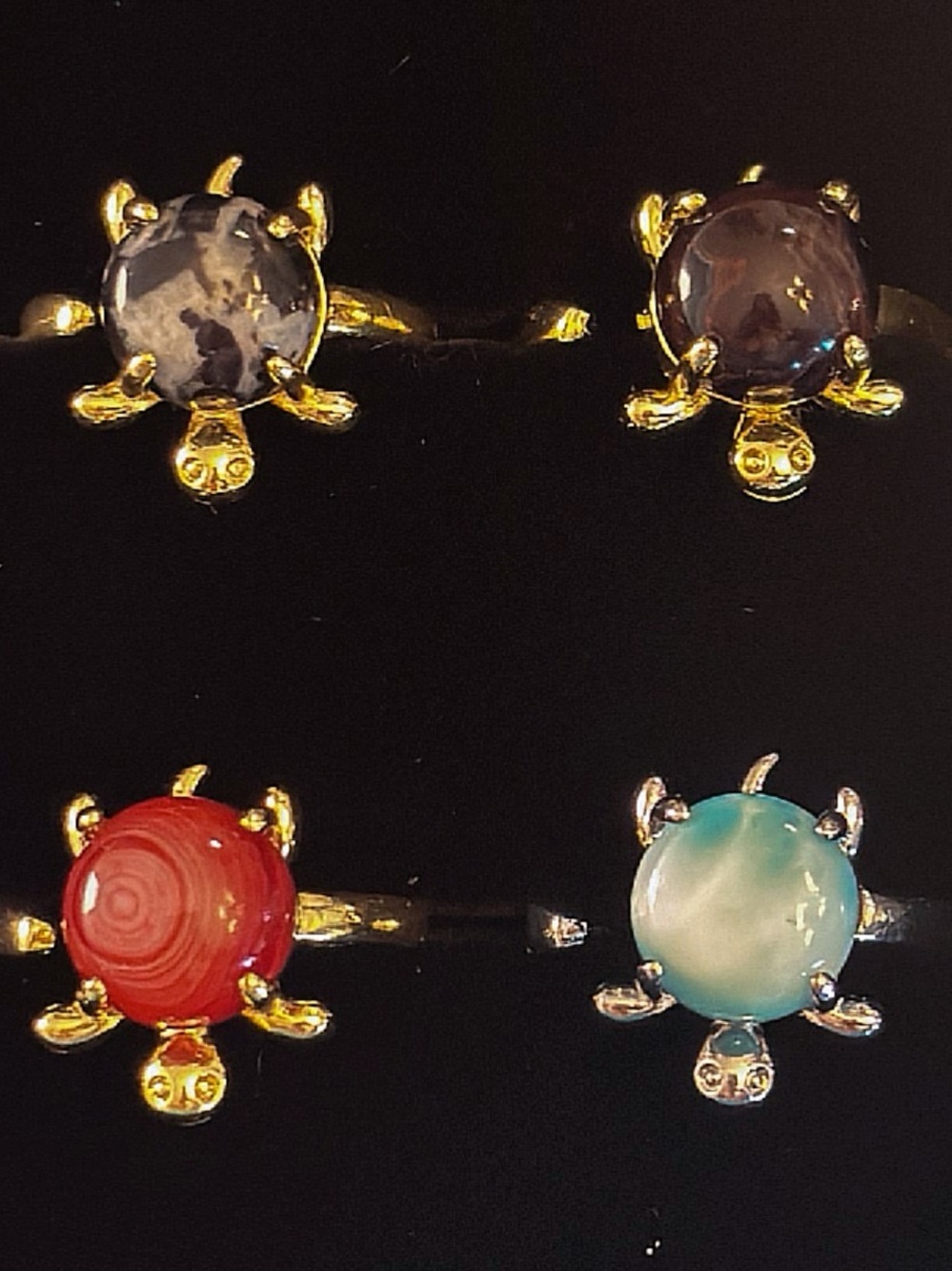 Pick 1| Turtle Rings | Open Top | Agate | Larimar | Dalmatian | Nickel Free